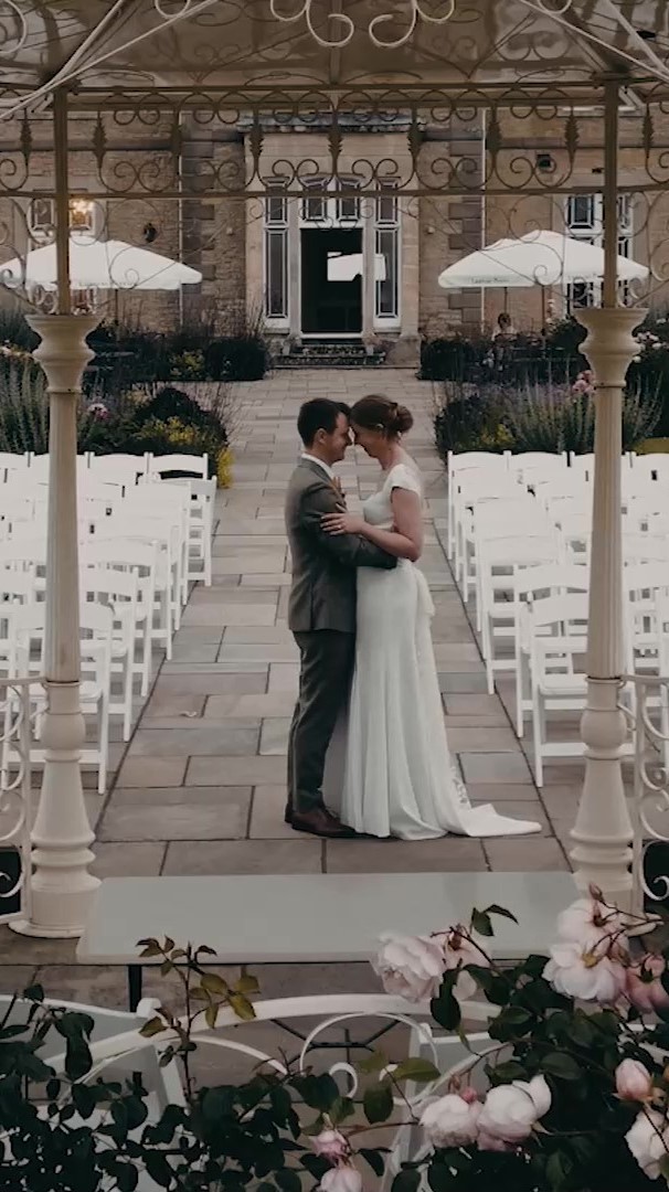 Couple kissing on their wedding day