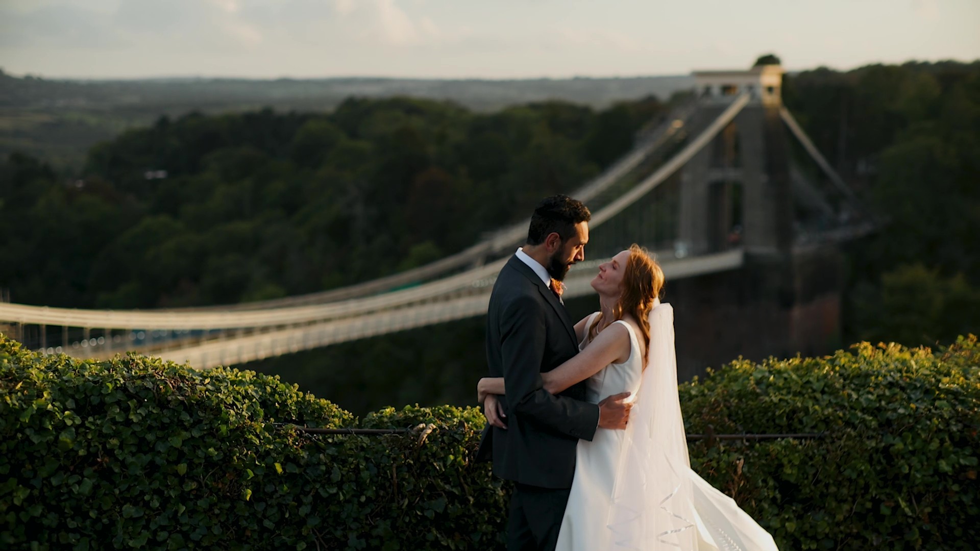 Couple in front of Clifton Bridge