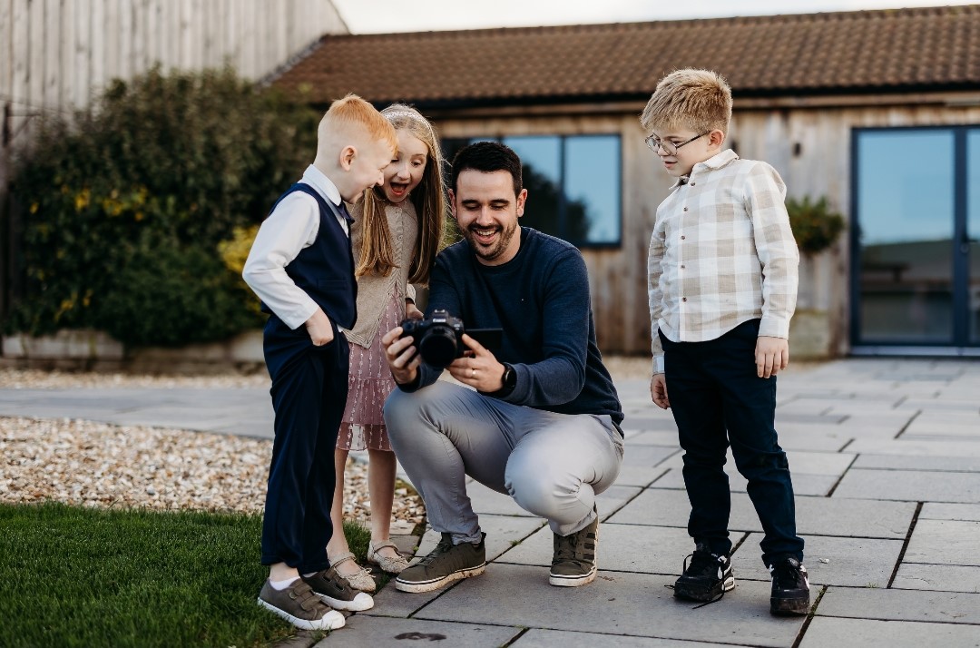 Kids laughing at a Somerset wedding