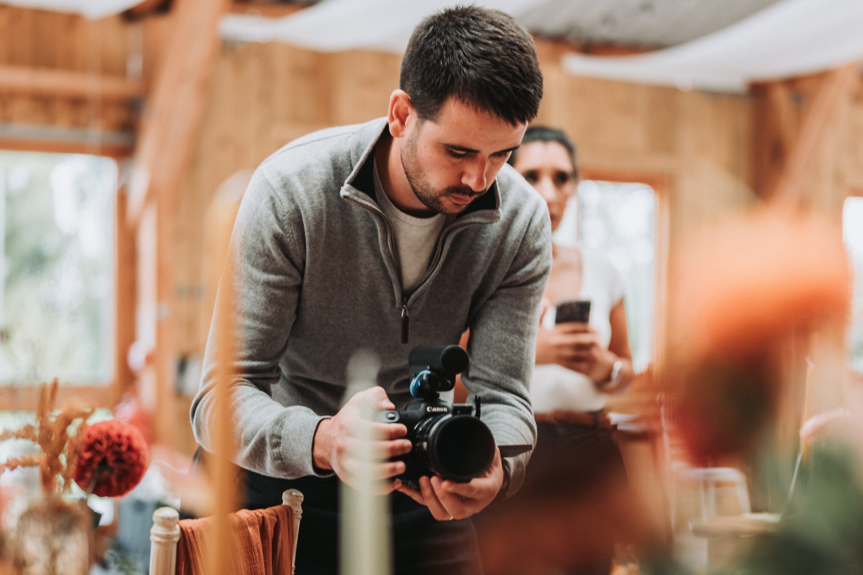 Features of a real wedding being filmed