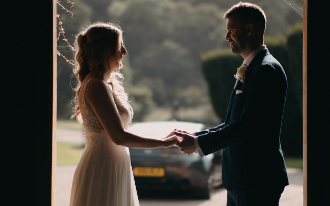 Candid moment between couple during sunset