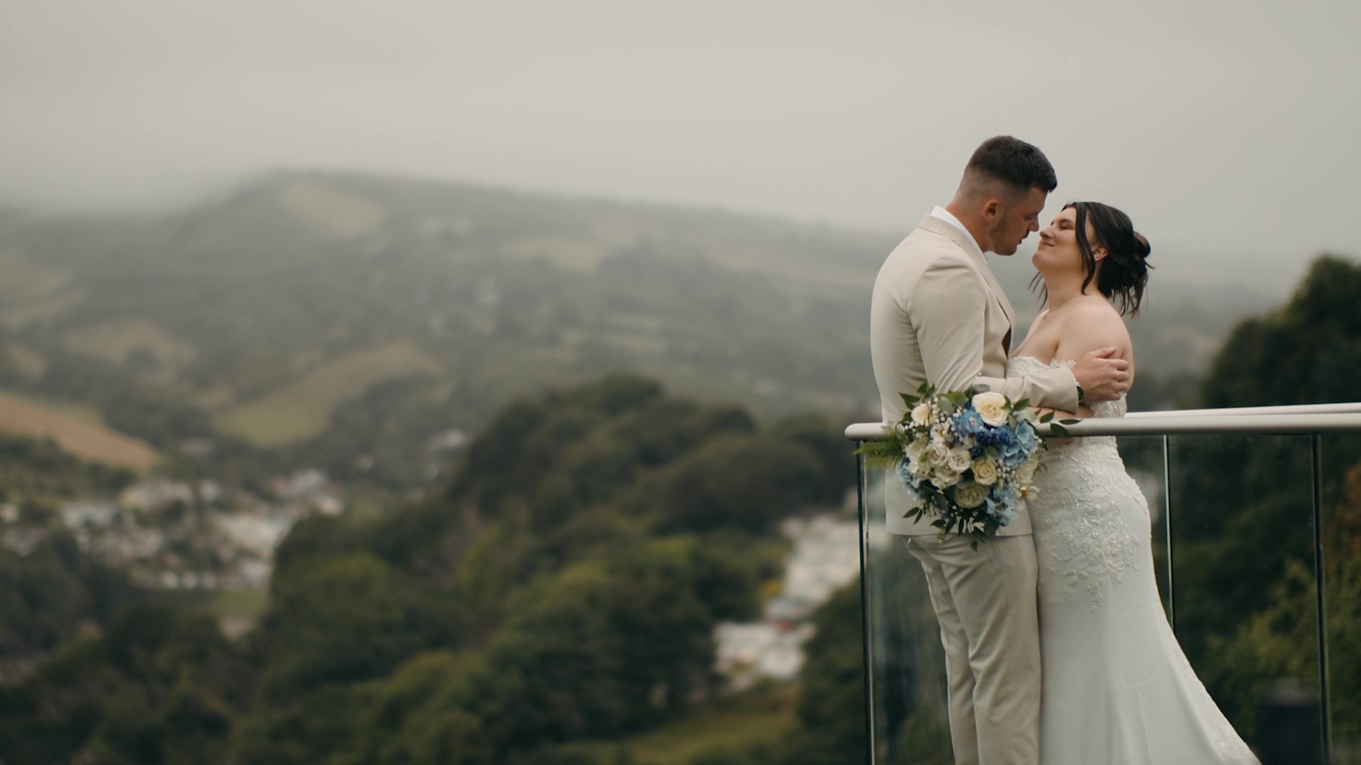 Cinematic wedding film shot of a couple