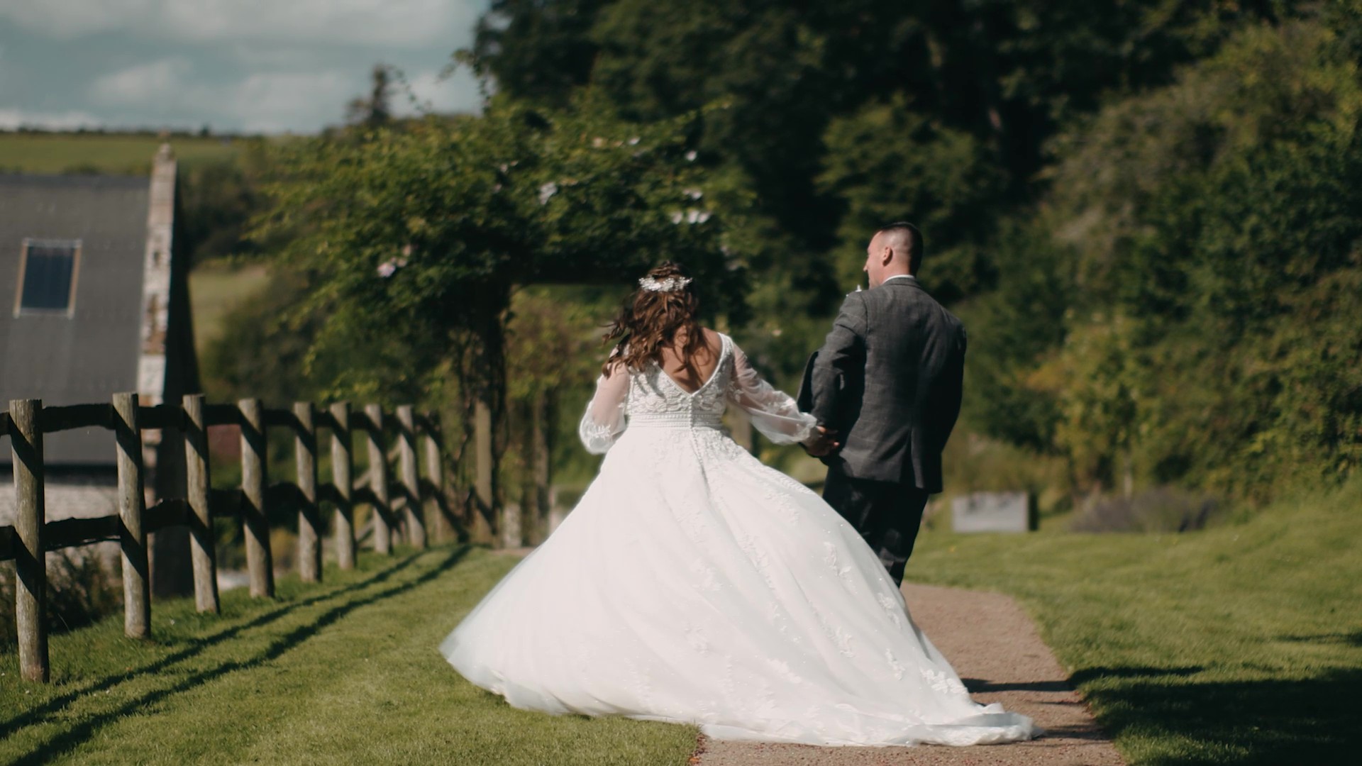 Cinematic wedding film moment captured naturally during a Dorset wedding ceremony